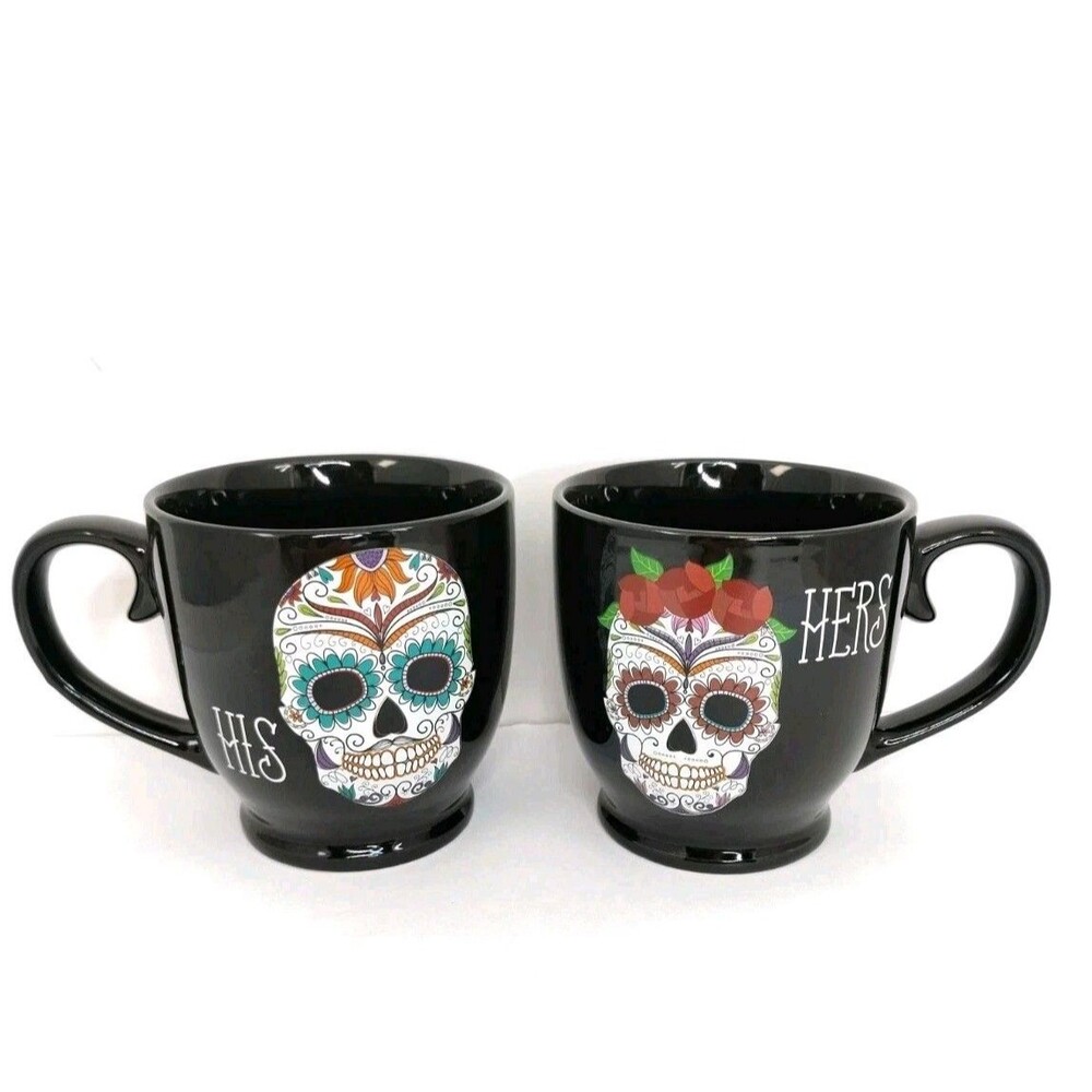 Day of the Dead His and Her Skull Mugs Coffee Mug Cup